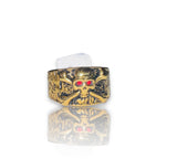 ANILLO DE ACERO INOXIDABLE: CALAVERA CON OJOS ROJOS